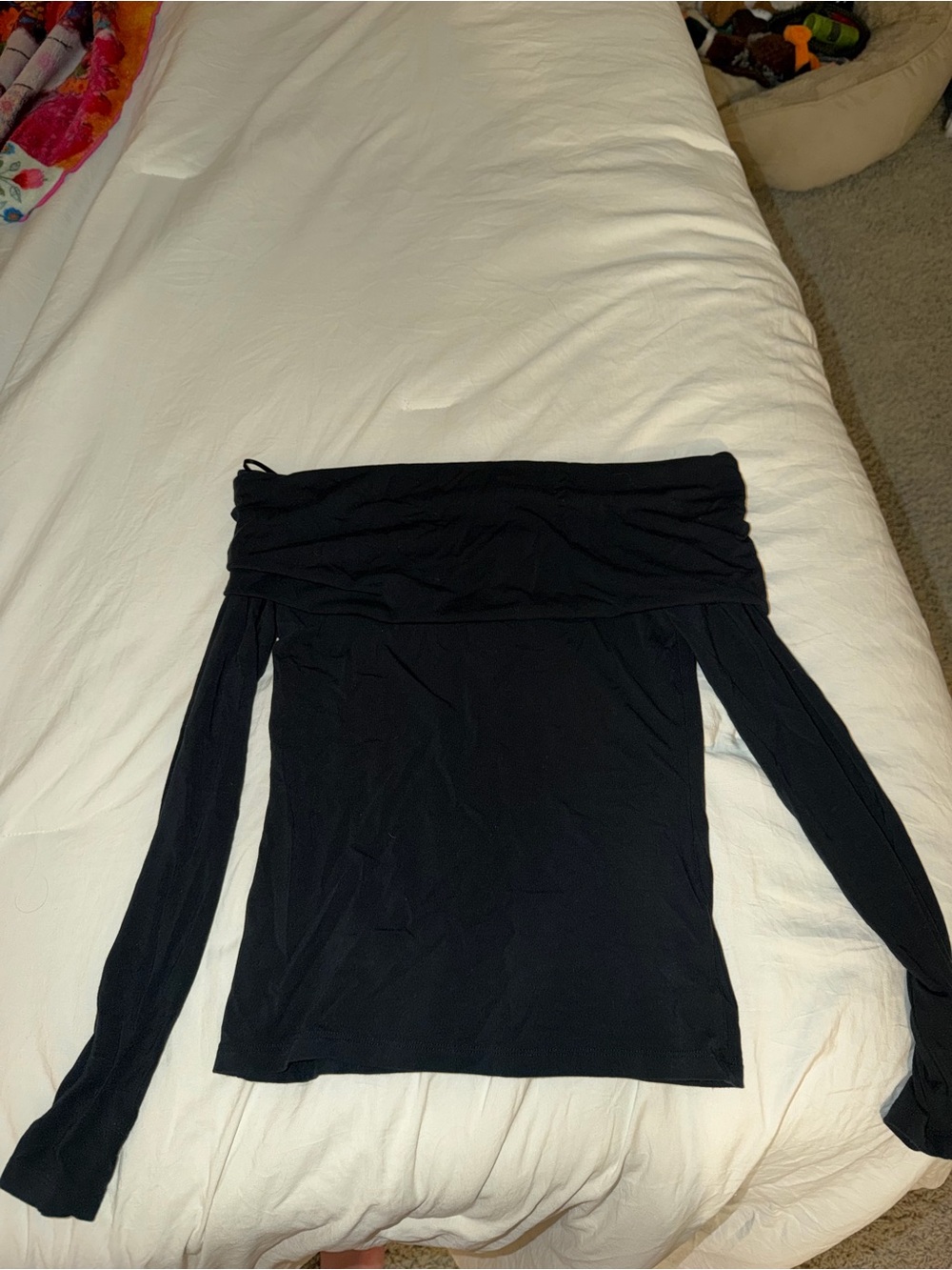 Aritzia Black Off-Shoulder Long Sleeve Top